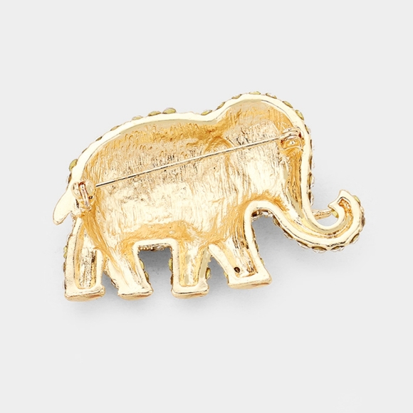 Abalone Elephant Rhinestone Crystal 2" Brooch Pin Bling Accessories - Picture 2 of 2